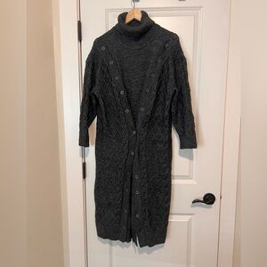 Women's Gray Cable Knit Sweater one-piece 3/4 sleeve top